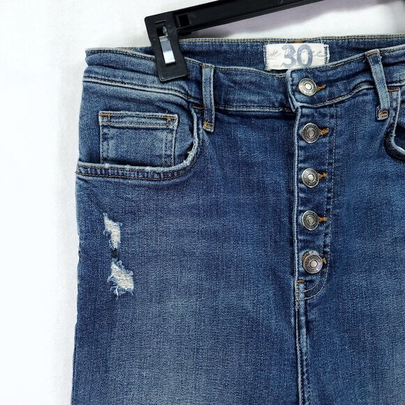 We the Free Cropped Jeans Women’s 30 Skinny Wash High Rise Button Fly Distress - Picture 11 of 13
